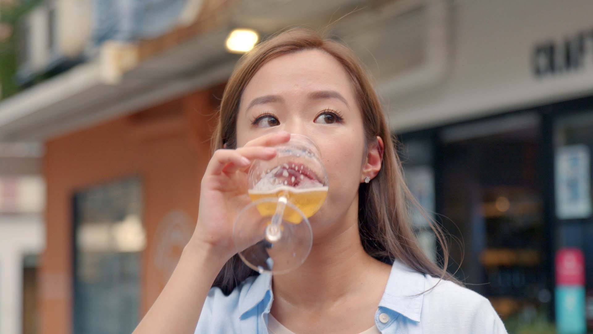 Nicole drinking beer